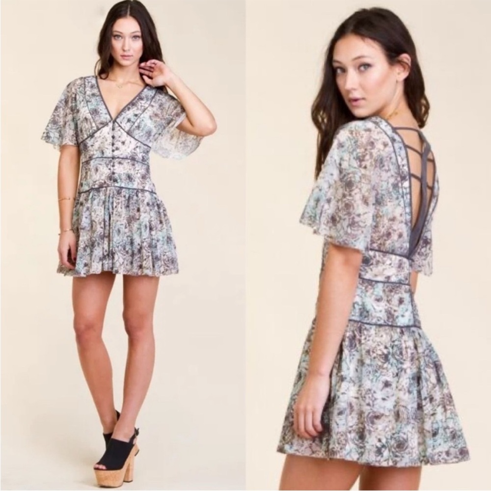 Free People Perfect Dream Floral Mini Dress size 6 - Picture 5 of 5